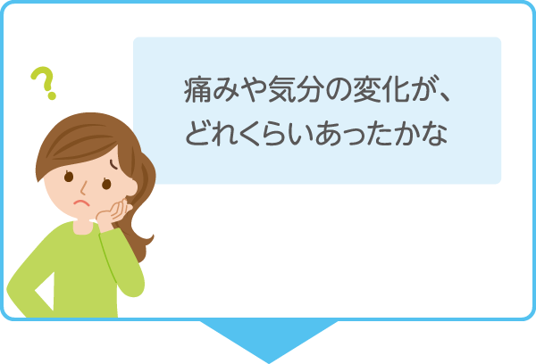 痛みや気分の変化が、どれくらいあったかな